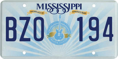 MS license plate BZO194