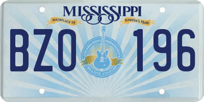 MS license plate BZO196