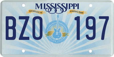 MS license plate BZO197