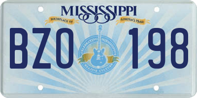 MS license plate BZO198