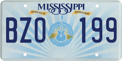 MS license plate BZO199