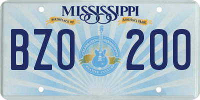 MS license plate BZO200
