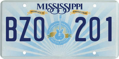 MS license plate BZO201
