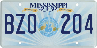 MS license plate BZO204