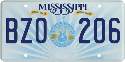 MS license plate BZO206
