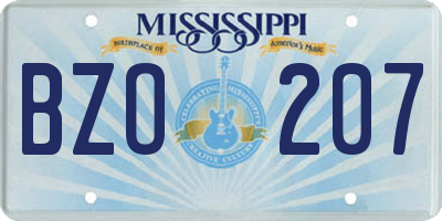 MS license plate BZO207