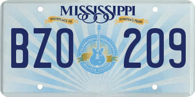 MS license plate BZO209