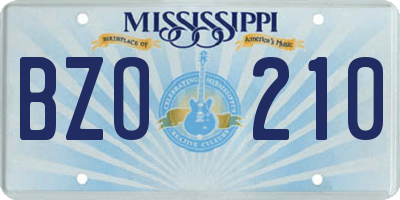 MS license plate BZO210