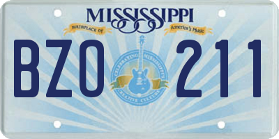 MS license plate BZO211