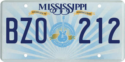 MS license plate BZO212