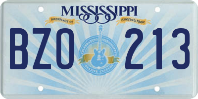 MS license plate BZO213