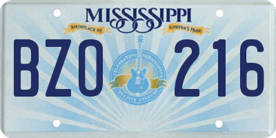 MS license plate BZO216