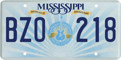 MS license plate BZO218