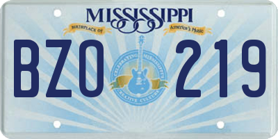 MS license plate BZO219
