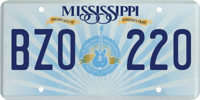 MS license plate BZO220