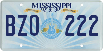 MS license plate BZO222
