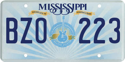 MS license plate BZO223