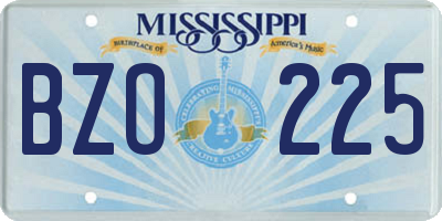 MS license plate BZO225