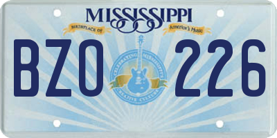 MS license plate BZO226