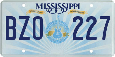 MS license plate BZO227