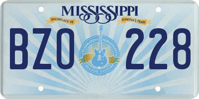 MS license plate BZO228