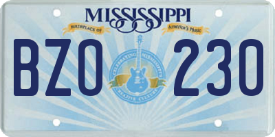 MS license plate BZO230
