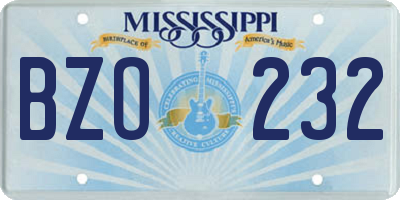 MS license plate BZO232