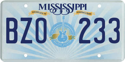 MS license plate BZO233