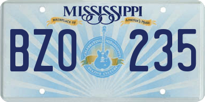 MS license plate BZO235