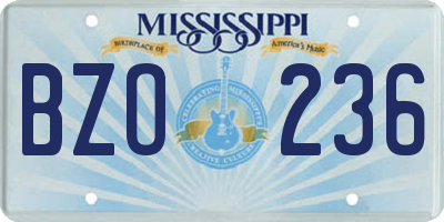 MS license plate BZO236