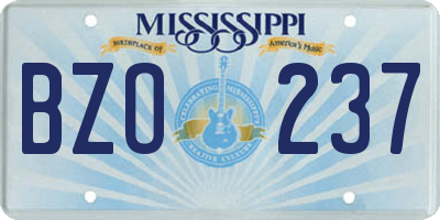 MS license plate BZO237