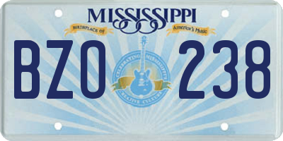 MS license plate BZO238