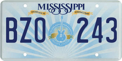 MS license plate BZO243
