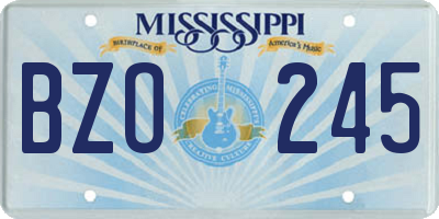 MS license plate BZO245