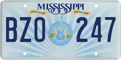 MS license plate BZO247