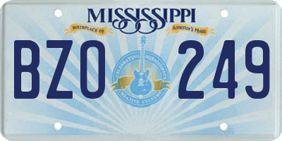 MS license plate BZO249