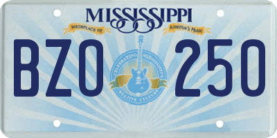 MS license plate BZO250