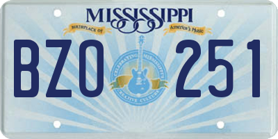 MS license plate BZO251