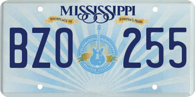 MS license plate BZO255