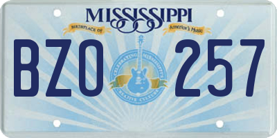 MS license plate BZO257