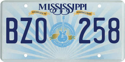MS license plate BZO258