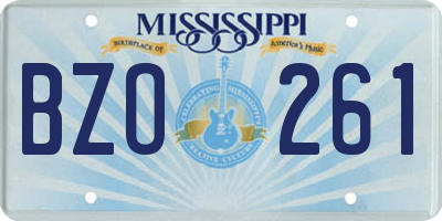 MS license plate BZO261