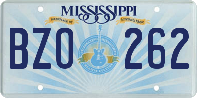 MS license plate BZO262
