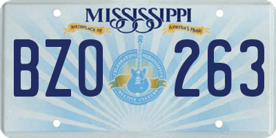 MS license plate BZO263