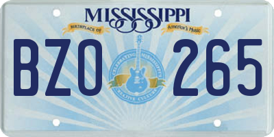 MS license plate BZO265