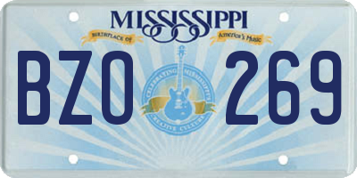 MS license plate BZO269