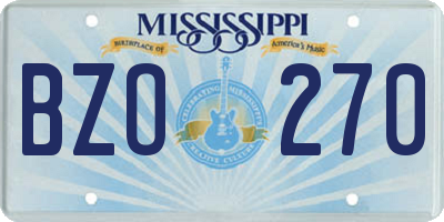 MS license plate BZO270