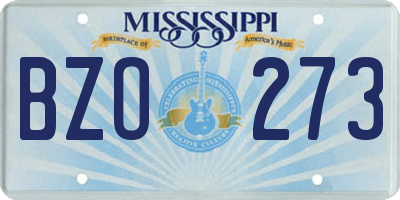 MS license plate BZO273