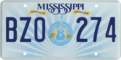 MS license plate BZO274