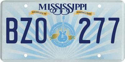 MS license plate BZO277